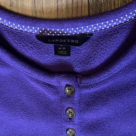 Lands' End Deep Purple Fleece Pullover Jacket Size L - Picture 2 of 3